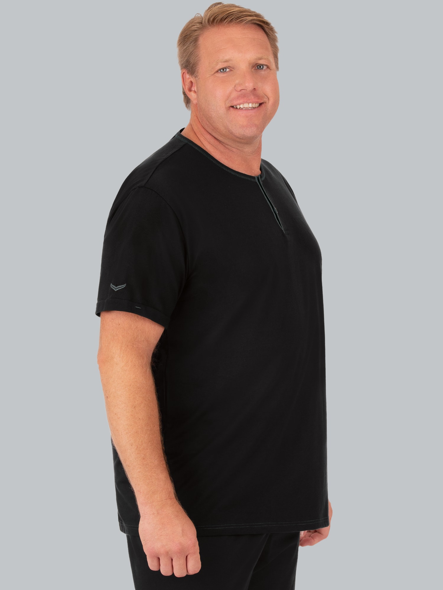 T-Shirt Knopfleiste aus Biobaumwolle Schwarz-C2C