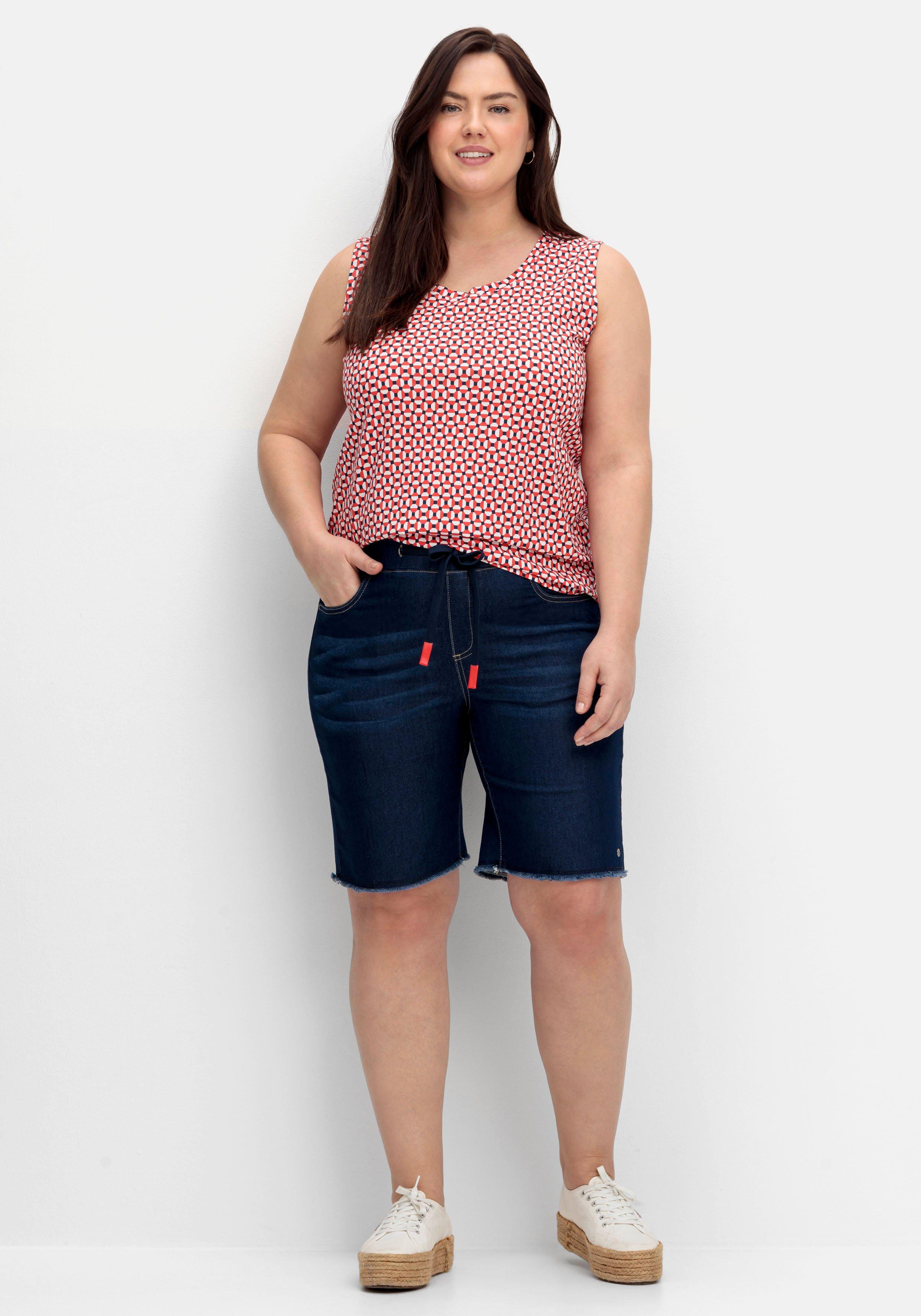 Bermudas aus Sweat-Denim, mit offenem Saum