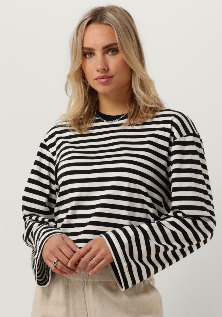 MODSTR\u00D6M zwarte modstr&ouml;m  hellenmd ls stripe t-shirt