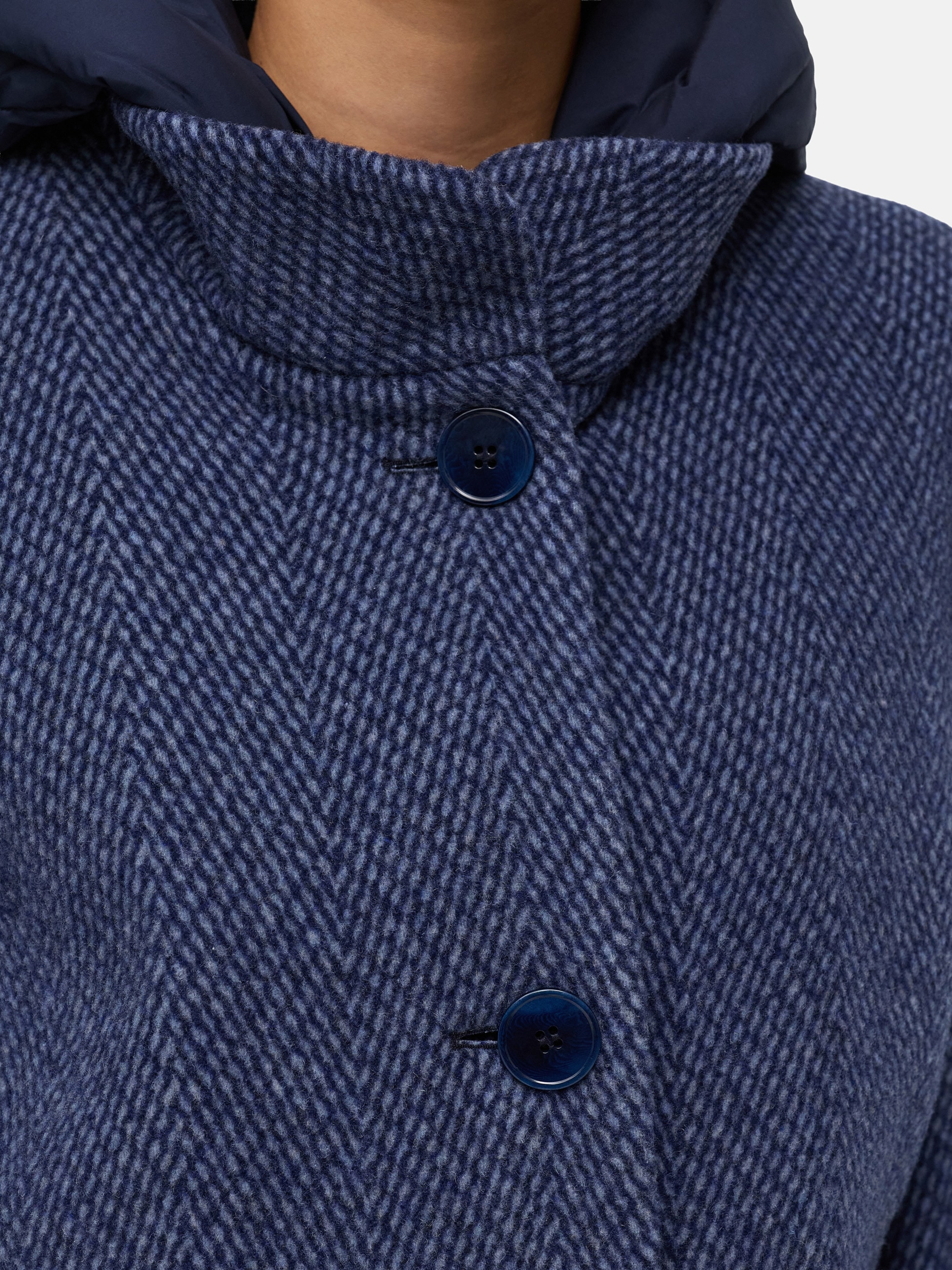 MANISA Wolljacke mit Kapuze mit Stehkragen und Kapuze, in Tweed-Optik