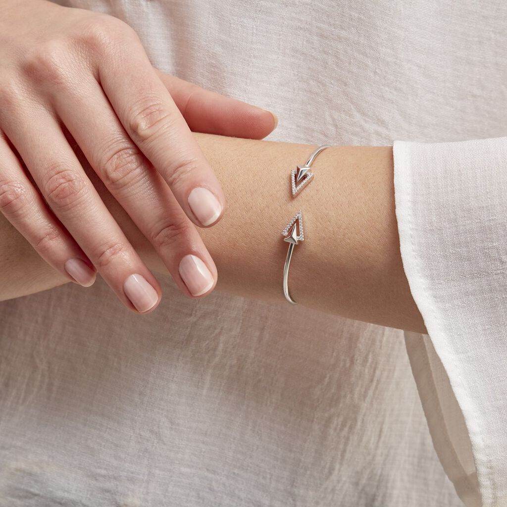 Bracelet Jonc Deva Argent Blanc Oxyde De Zirconium