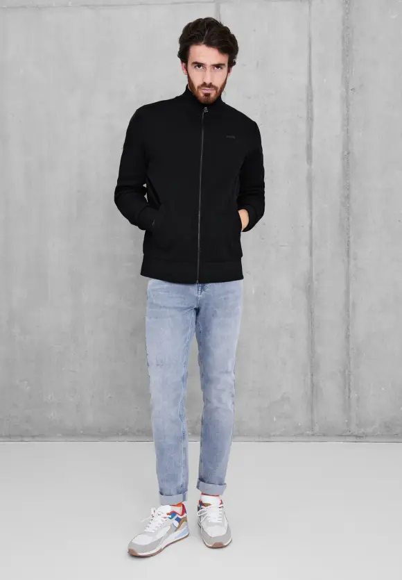 Doubleface Sweatshirtjacke - Black