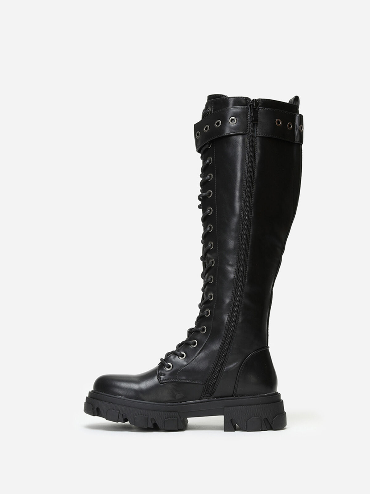 Bottes rangers crantées à boucle- Noir