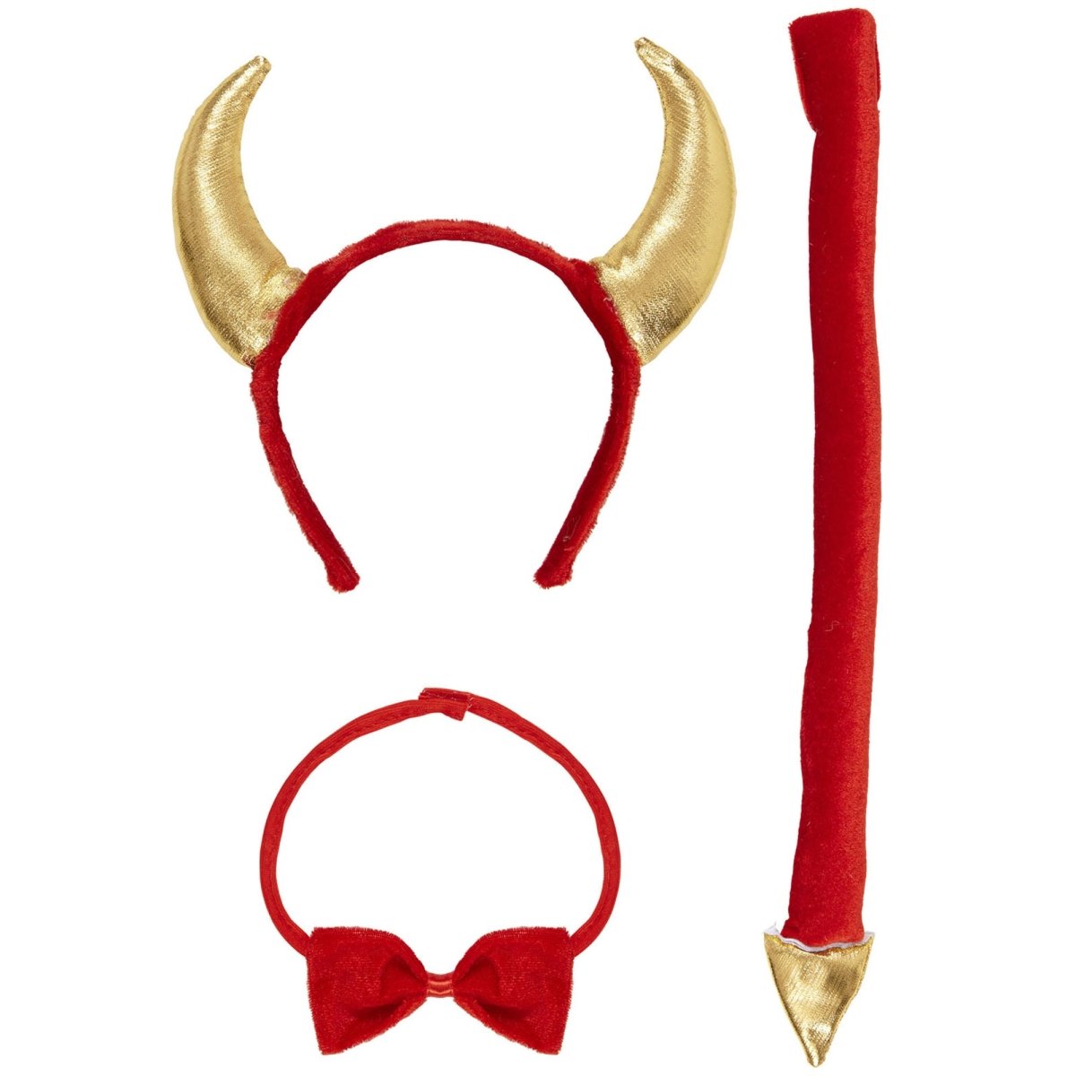 Halloween Accessoireset Rood Duivel Haarband, Strik En Staart 3 delig
