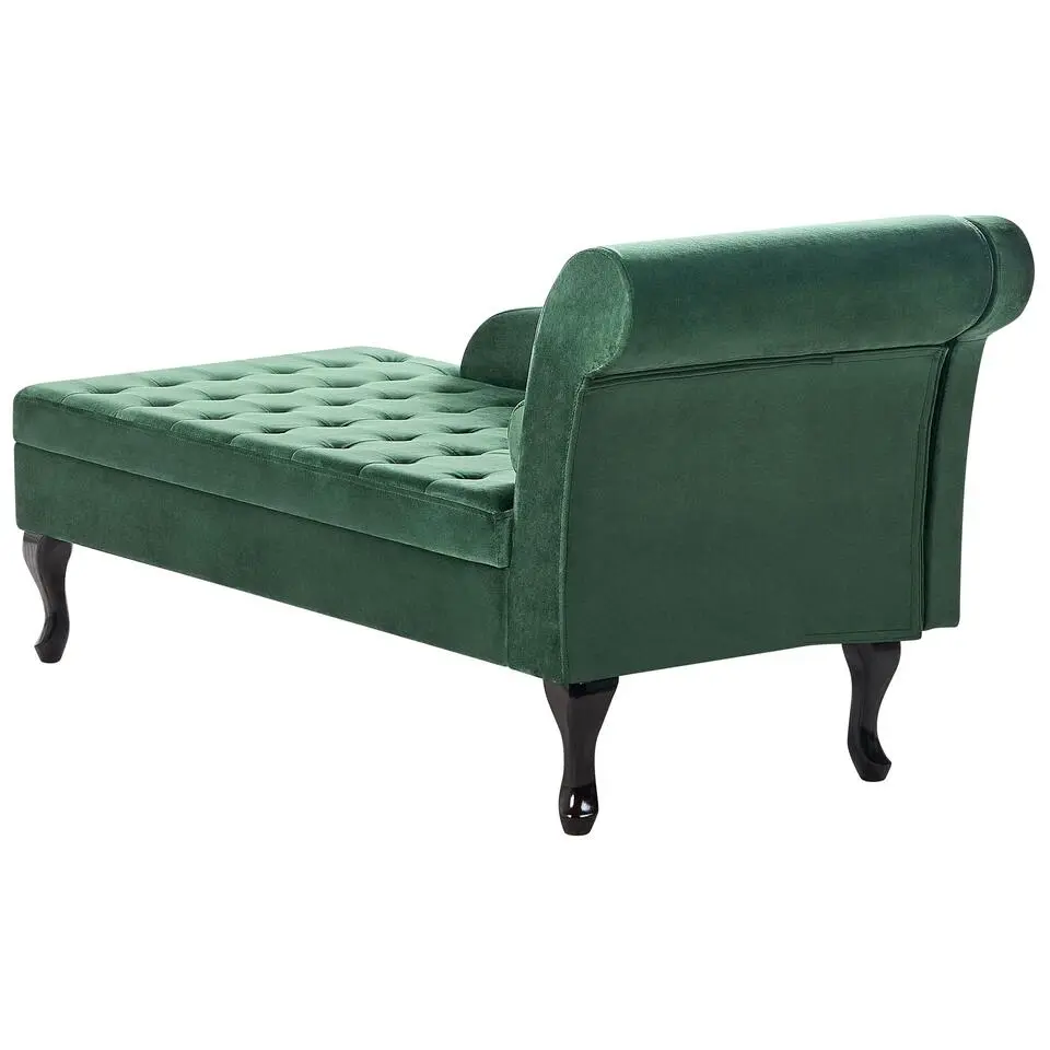 PESSAC - Chaise longue - Donkergroen - Rechterzijde - Fluweel