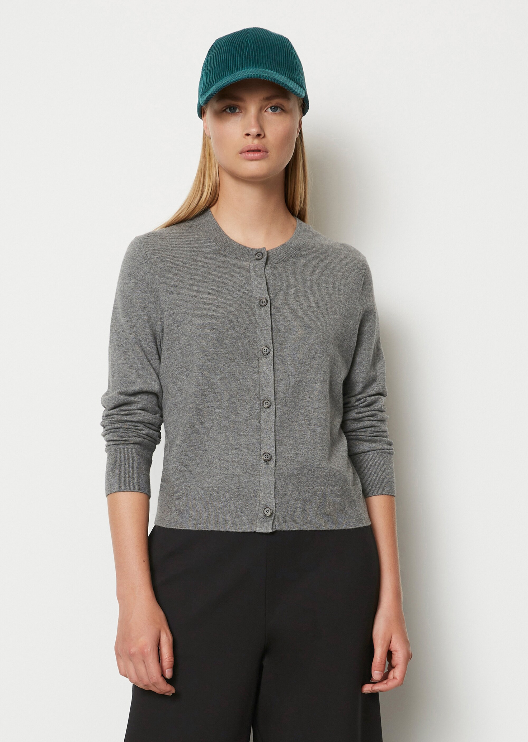 Rundhals-Cardigan regularaus Soft Cotton Stretch