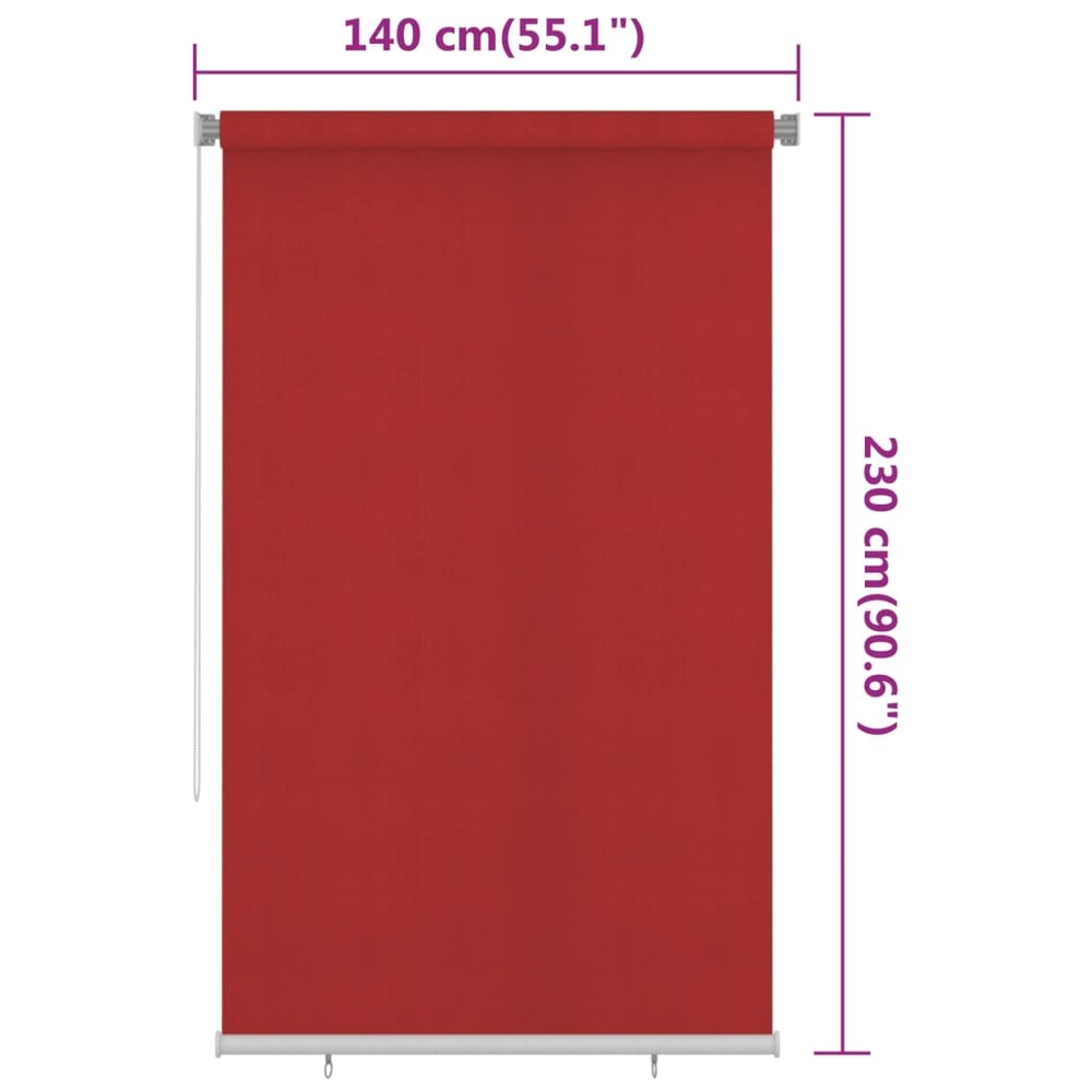 Store roulant d'extérieur 140x230 cm rouge pehd