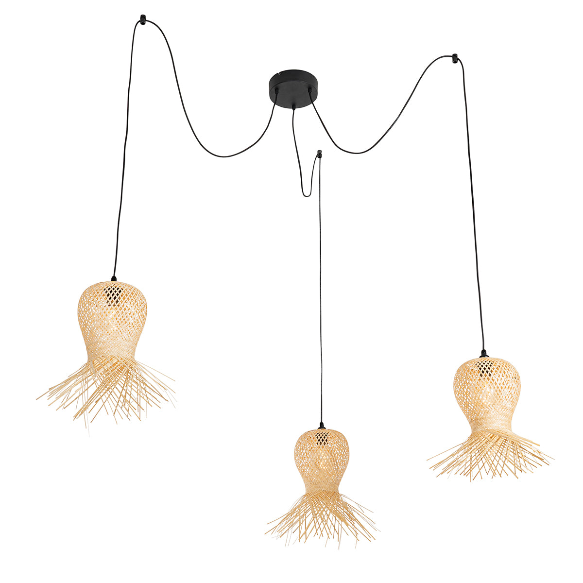 QAZQA Oosterse buiten hanglamp bamboe 3-lichts IP44 - Carlos