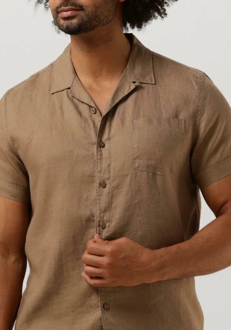 DSTREZZED bruine dstrezzed casual overhemd resort shirt linen