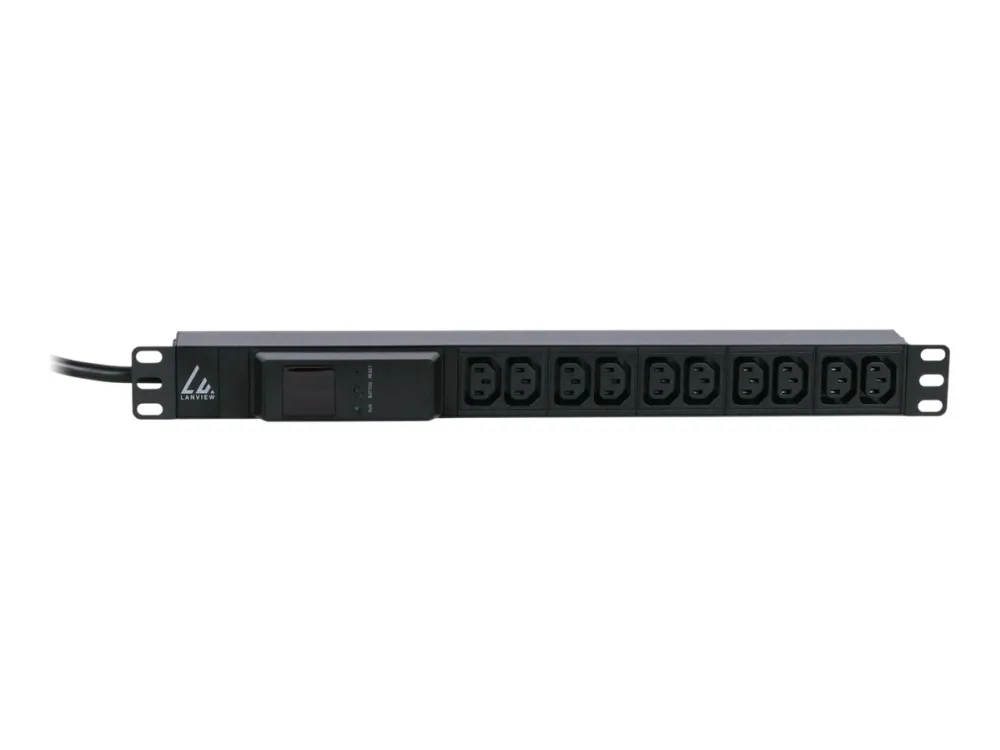 Lanview LVR261877 - Strømfordelingsenhed (rackversion) - 16 A, AMP-måler - AC 230 V - input: IEC 60309 16A - output-stikforbindelser: 10 (10 x IEC 60320 C13) - 1U - 19