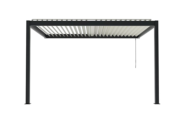 Pergola manuelle bioclimatique murale aluminium Cameo 4,04 x 3,11 m