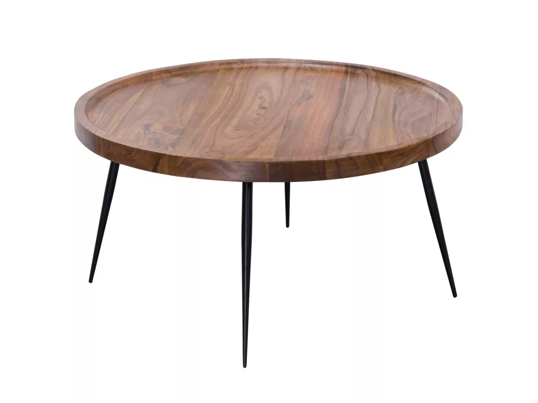 Table Basse Bois Massif Métal 75x39x75cm Table d'appoint Table de salon