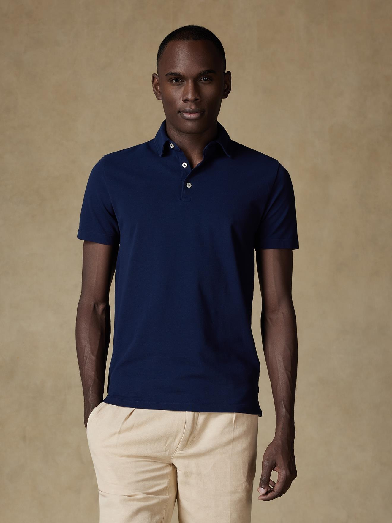Polo Héritage en piqué marine