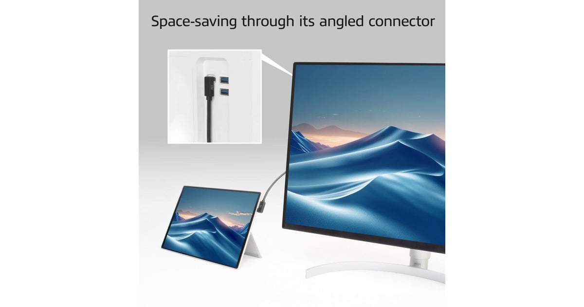 ACT ConnectivityUSB 3.2 USB-C (omhoog/omlaag haaks) naar USB-C (links/rechts haaks) kabel  (Zwart, 10 Gbit/s, 60W, 1 meter)