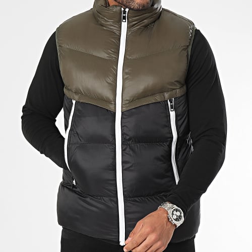 Doudoune Sans Manches Vert Kaki Noir
