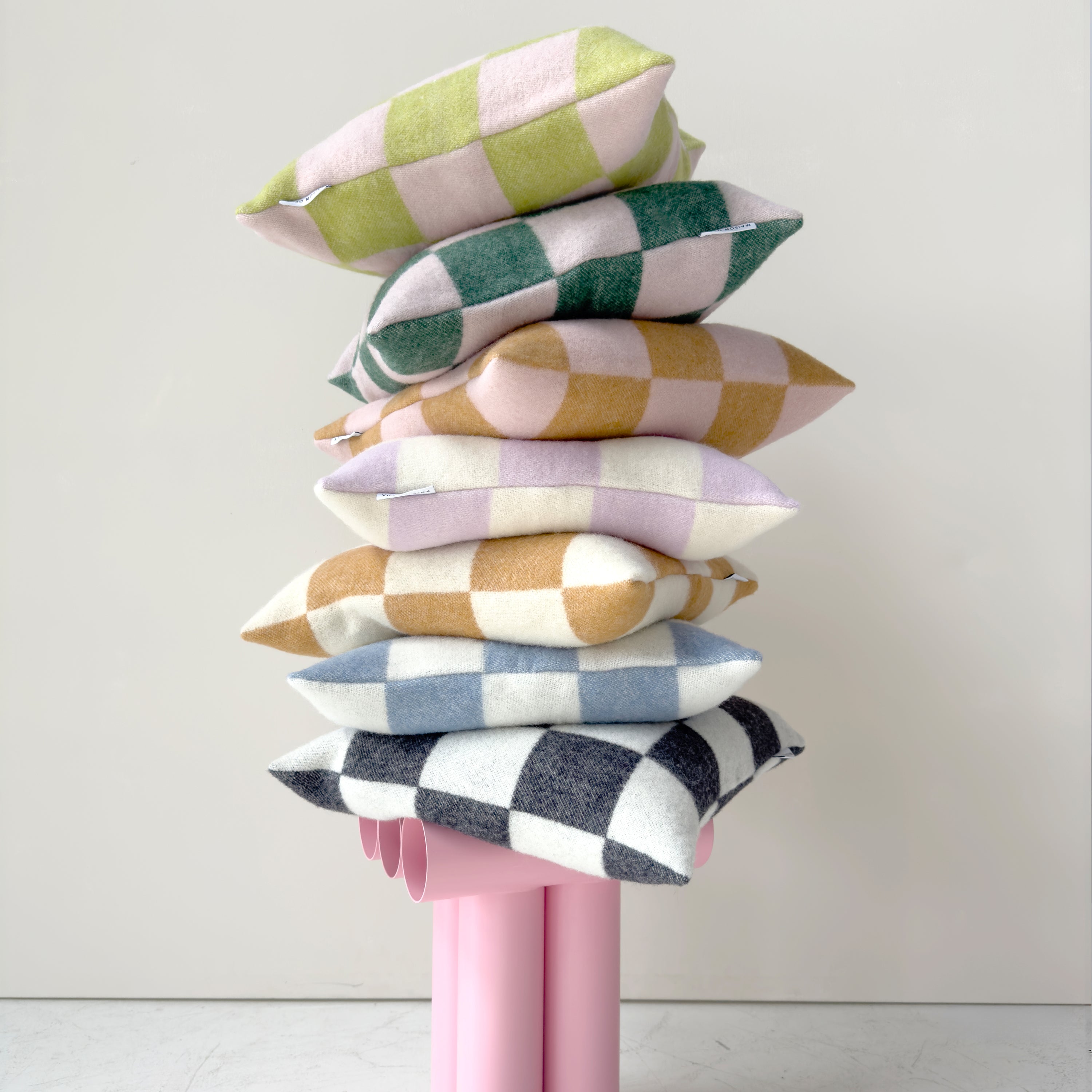 Maison Deux Checkerboard Kussenhoes - Terra / Roze