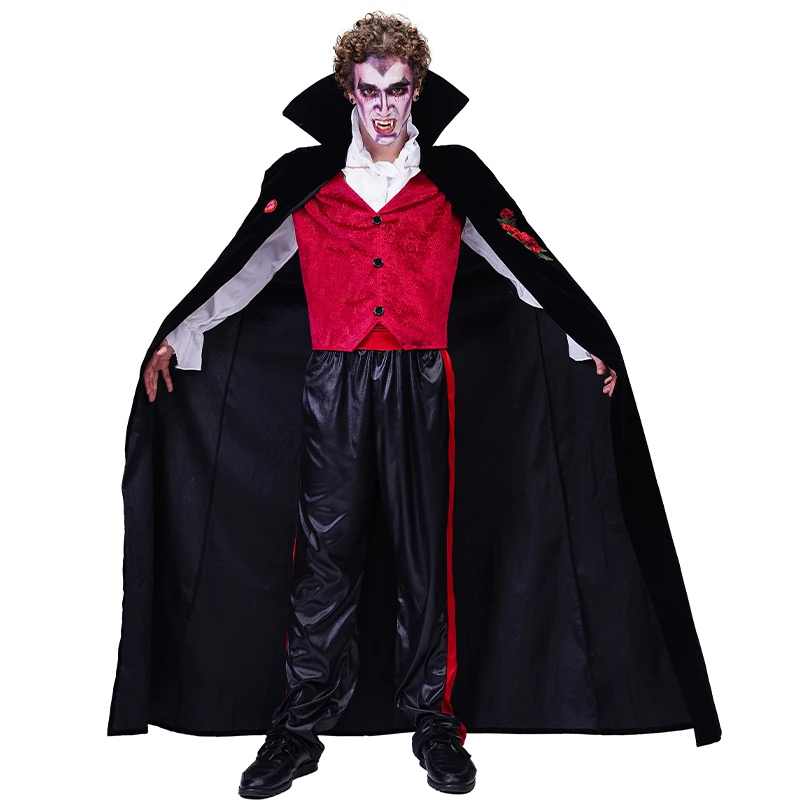 (175-185cm) Fasnachts Erwachsenen Kostüm Dracula Vampir Verkleidung für Motto Partys / Halloween - Schwarz / Rot