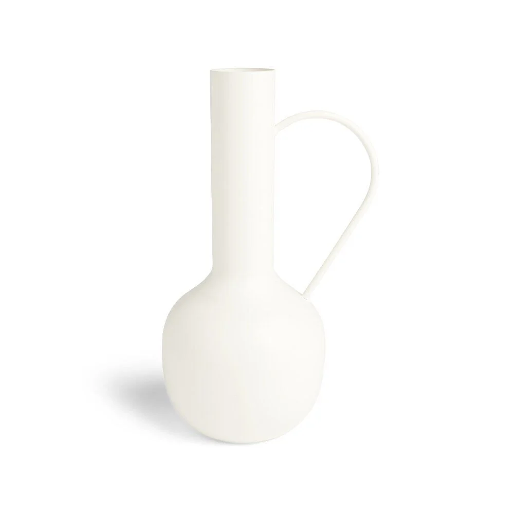 Vase amphore métal blanc Ø14,5xH25cm