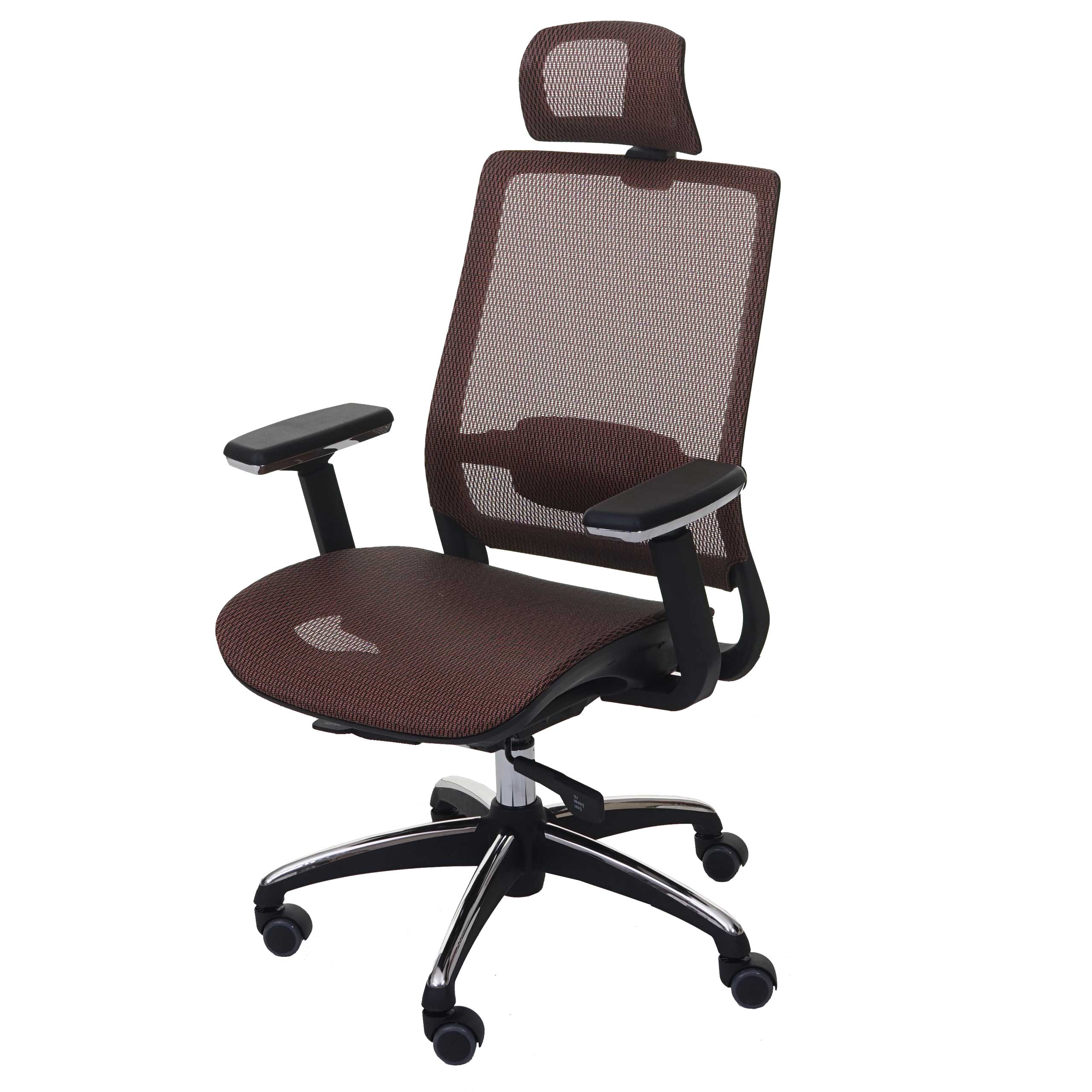 Bürostuhl MCW-A20, Schreibtischstuhl Drehstuhl, ergonomisch Kopfstütze Stoff/Textil ~ mandarin
