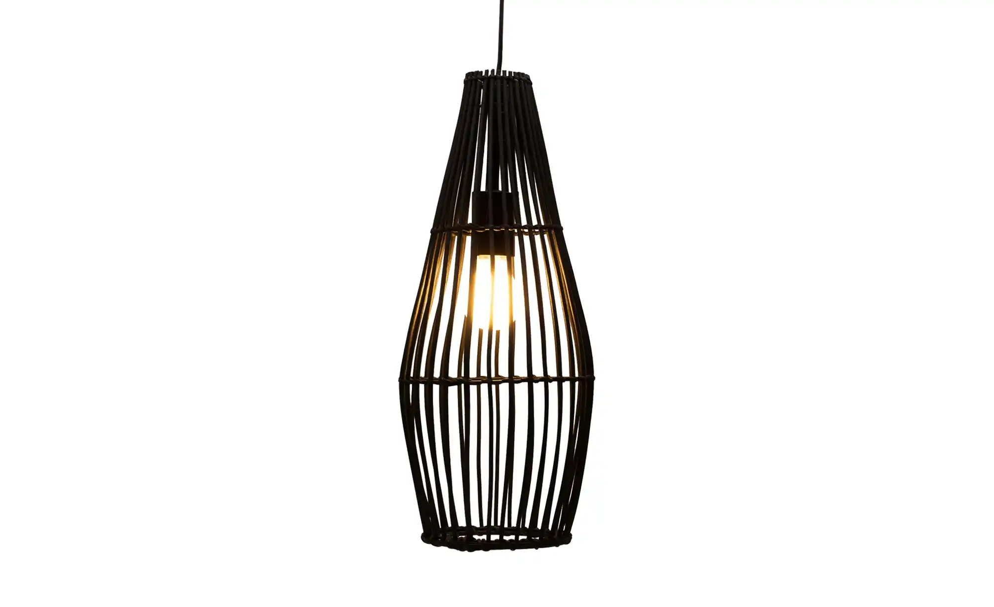 Pendelleuchte, 1-flammig, Rattan/schwarz