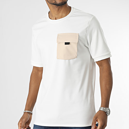 Tee Shirt A Poche Blanc Beige