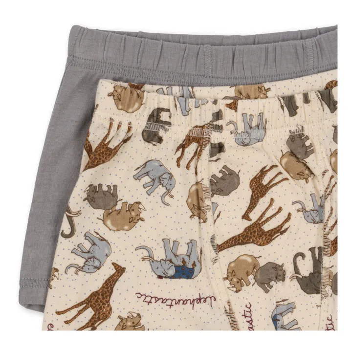 Konges Sløjd Lot 2 Caleçons Coton Bio Eléphants | Gris