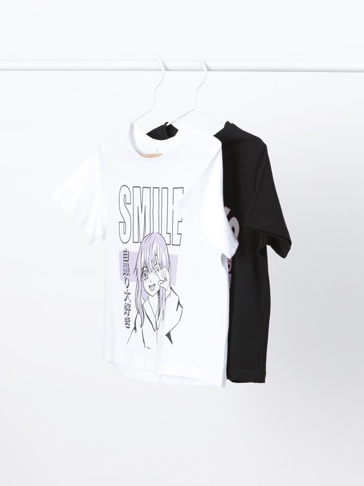 Pacote com 2 camisetas estampadas - Pretas