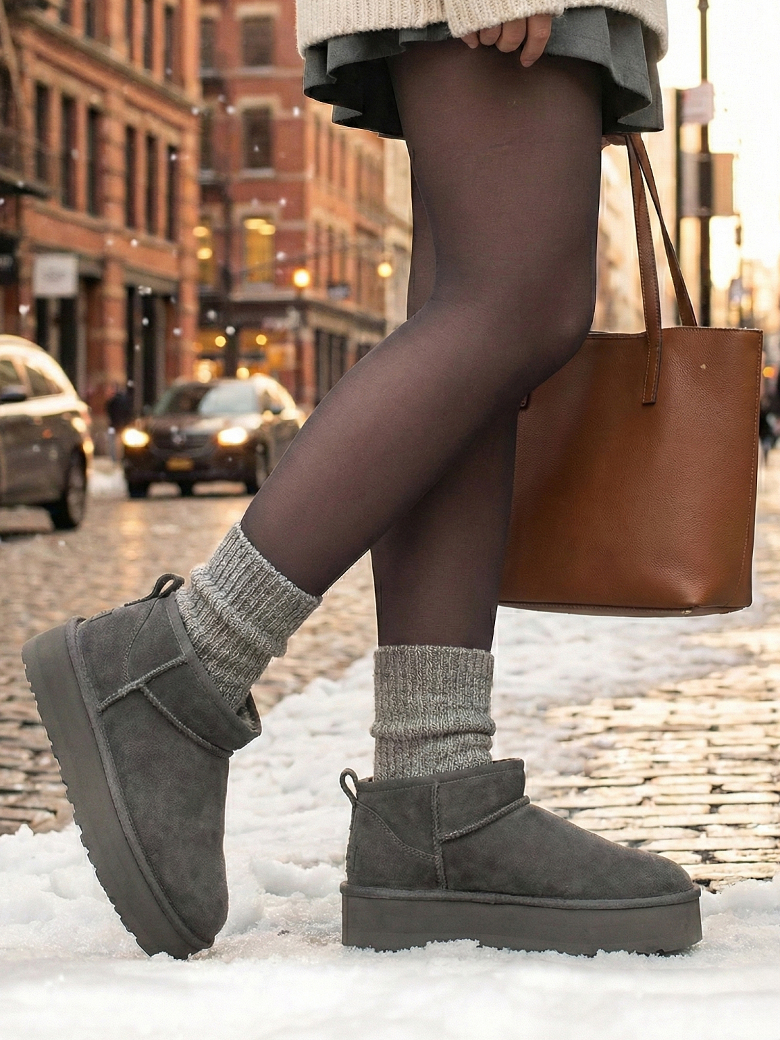 Rugged Gear Platform wool suede water resistant stone