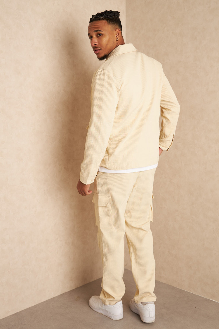 Ensemble 2 pièces veste + jogging beige quadrillé