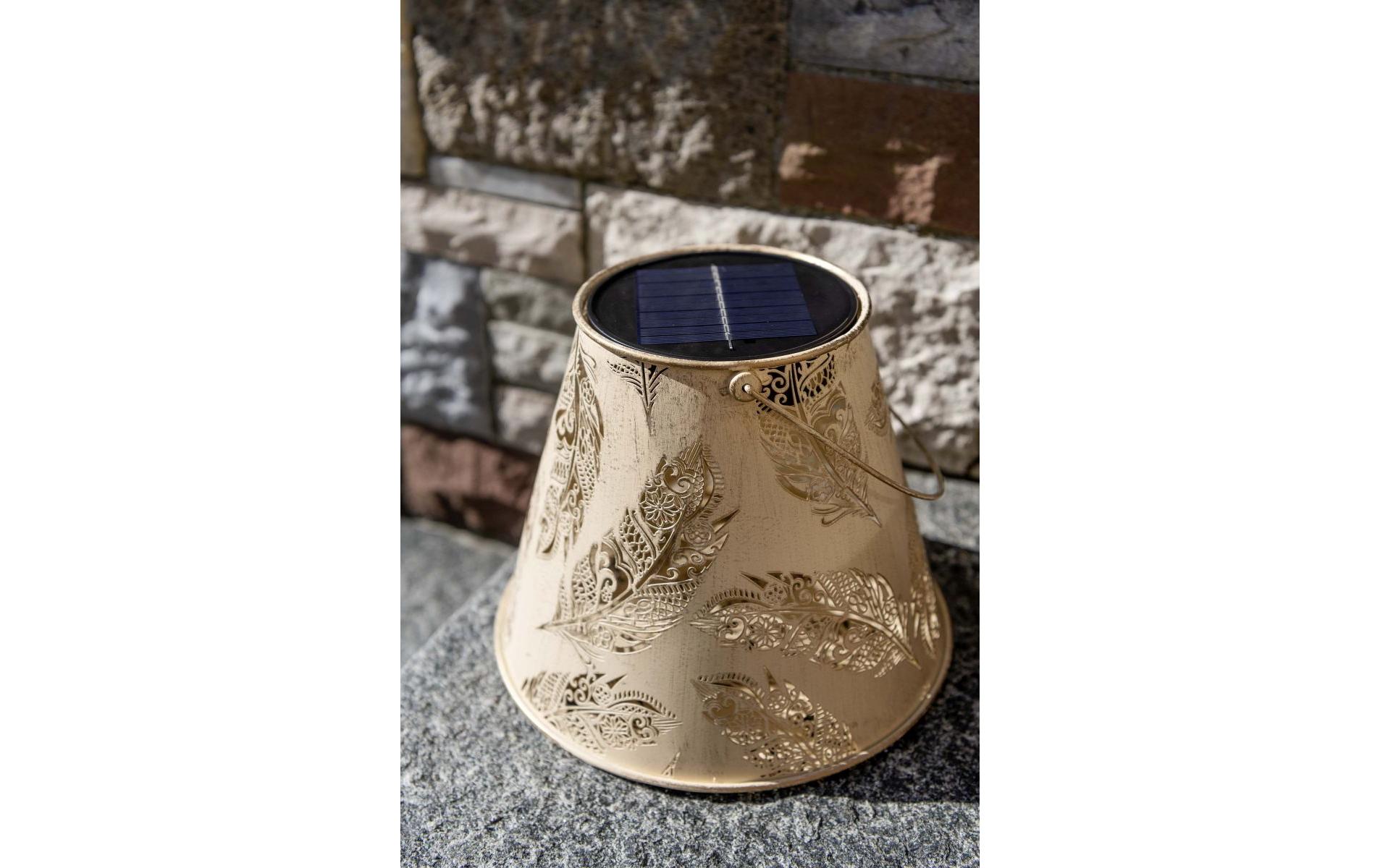 Laterne Solar Antic Feather, Ø 26 x 21 cm, SandSolarleuchte zum Aufstellen