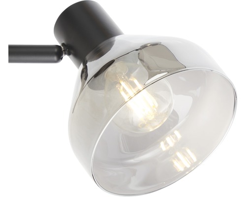 Wandspot, 1-lichts, HxØ 12x11 cm, matzwart/rookglas
