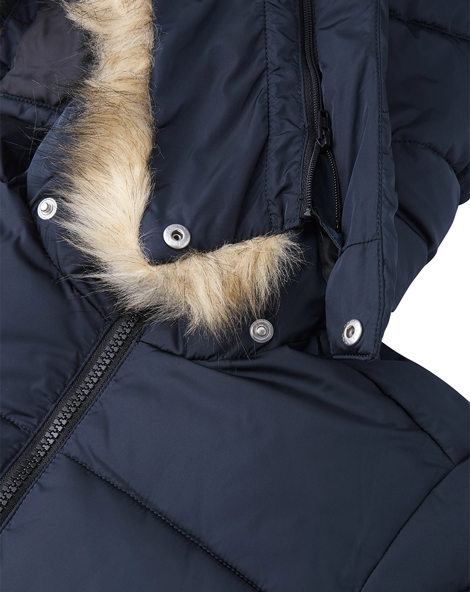 Wintermantel LUNTA mit Kunstfellbesatz in navy
