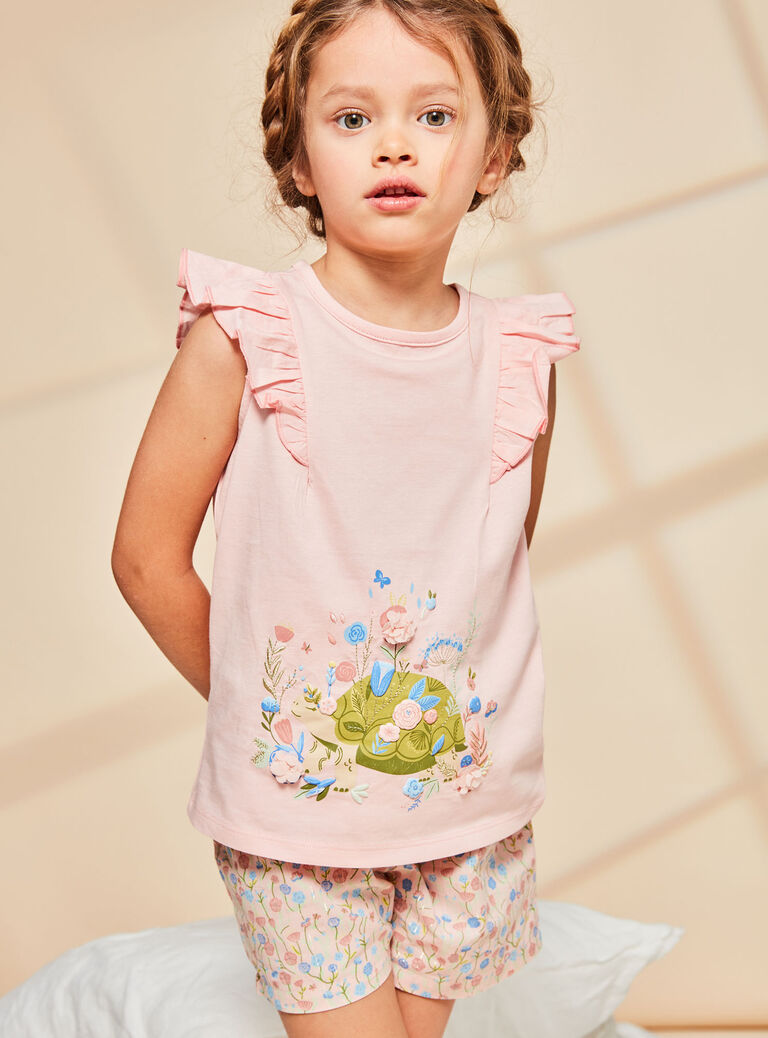 Pyjama rose à motif et imprimé fleurs