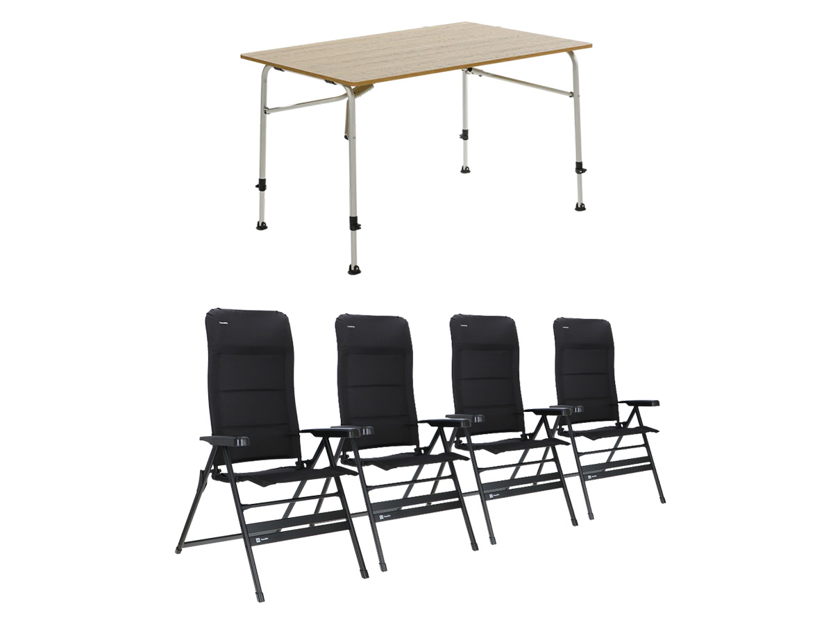 Travellife Sorrento Brown 120 tafel met Festo XL standenstoelen