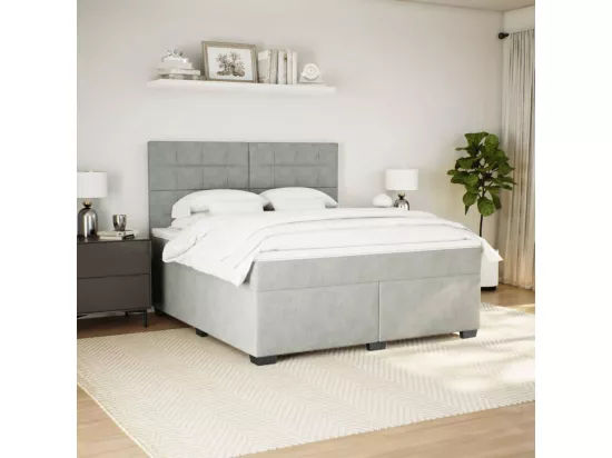 Sommier à lattes de lit et matelas Gris clair 180x200cm Velours