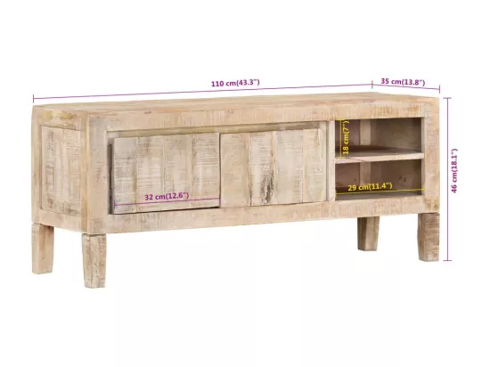 Meuble TV 110x35x46 cm bois massif de manguier