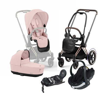 Cybex e-Priam Duovogn inkl. BeSafe iZi Go Modular X2 & Base, Peach Pink/Rose Gold