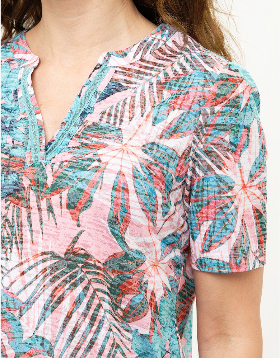 T-shirt col V vert