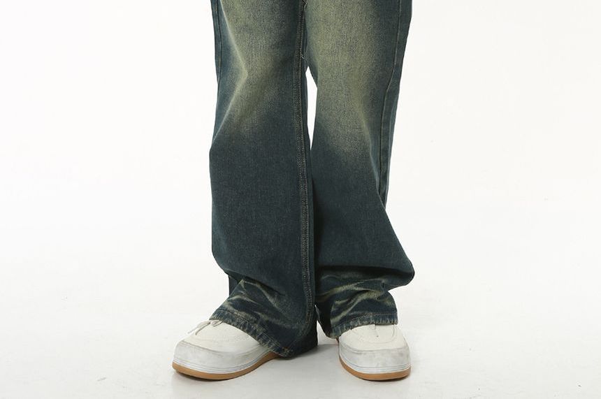 FAERIS - Mid Rise Washed Flared Jeans