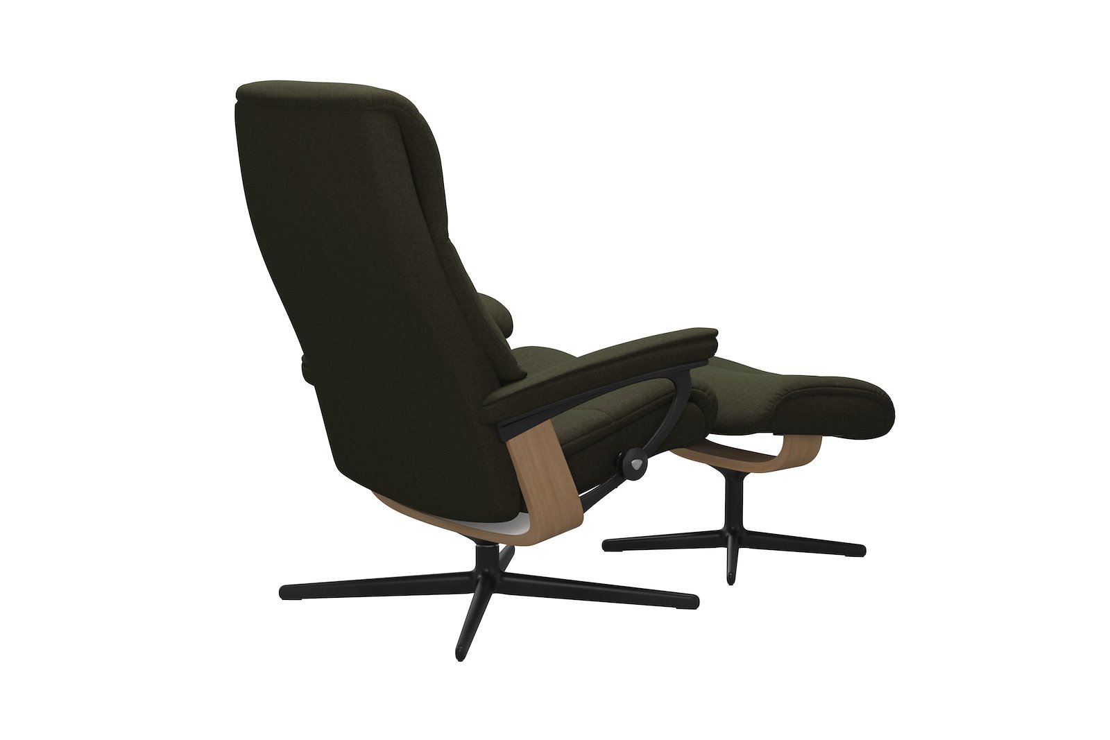 View lenestol med krakk Tekstil Calido Green – Cross understell – Sort – Eik  - Medium