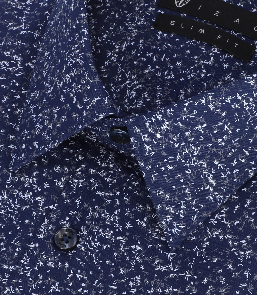 Chemise imprimée micro motifs marine et gris PENTI