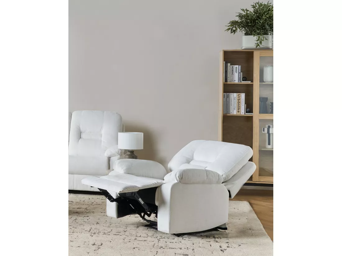 Fauteuil inclinable BERGEN Tissu Blanc