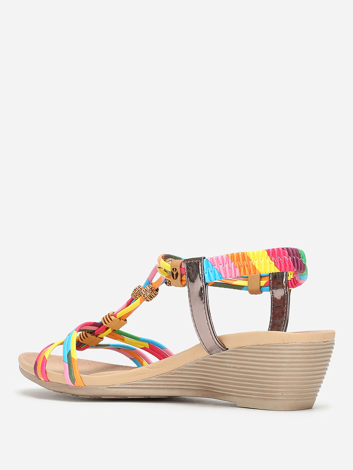 Sandales à fines brides avec perles bohèmes- Multicolore