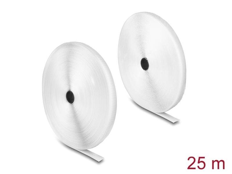 Delock Klettband 25 m x 20 mm mit Haft- und Flauschband Wei Delock Strapazierfähiges Klettband mit Haft- und Flauschband L 25 m x B 20 mm weiss
