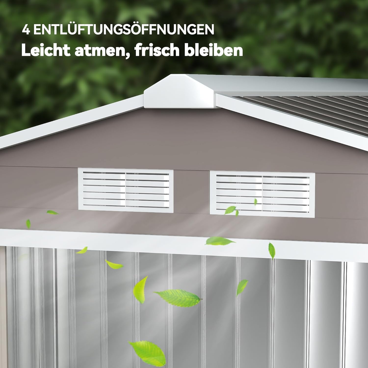 Outsunny Gerätehaus 2,42 m², Gartenhaus mit Satteldach, Schiebetür, Fundament, 213 x 130 x 185 cm, Geräteschuppen aus Verzinkter Stahl, wetterfest, für Garten, Grau