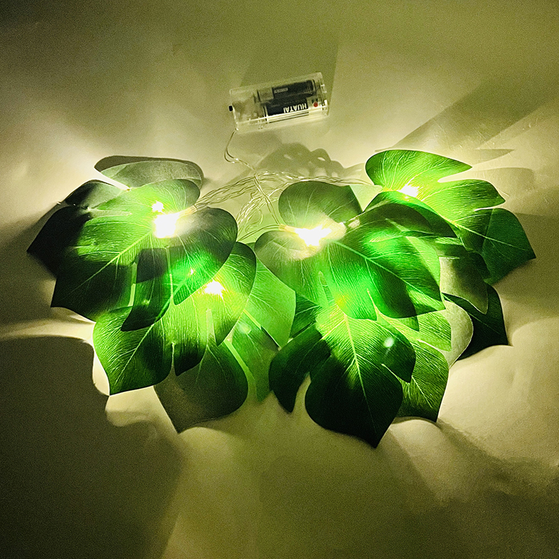 (3m) 20 LED's Sommer Deko Lichterkette Grosse Palmblätter Beleuchtung (Batteriebetrieben) - Warmweiss