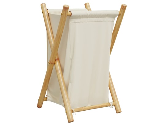 VIDAXL - Panier à linge blanc crème 41,5x36x63,5 cm bambou
