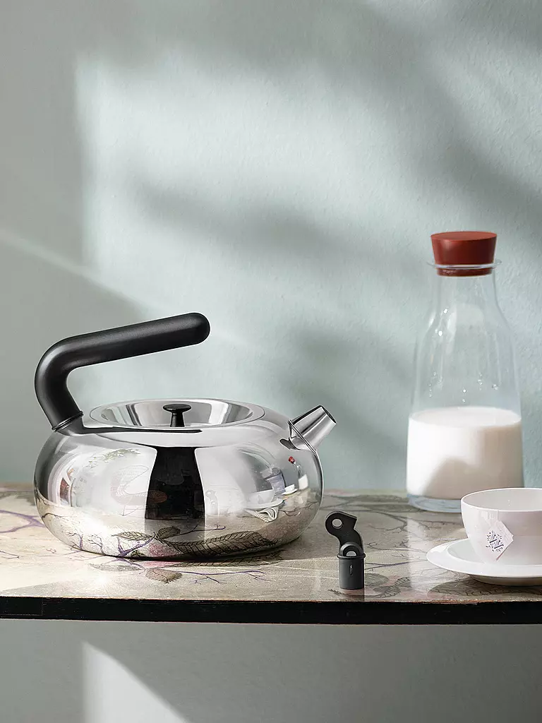 ALESSI Wasserkessel Bulbul 2,5l Edelstahl / Schwarz silber