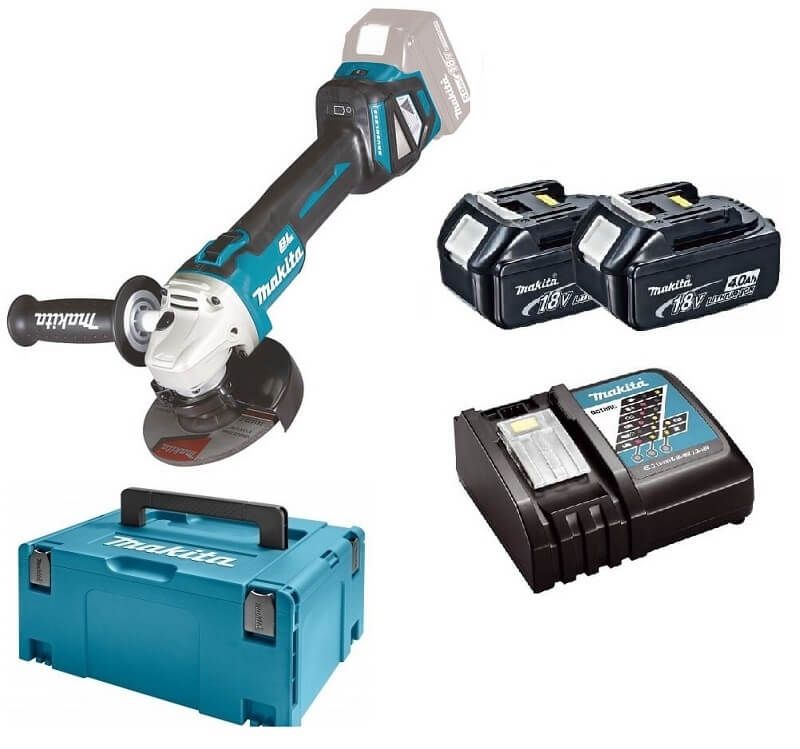 Makita DGA511RMJ 18V Li-ion accu haakse slijper set (2x4.0Ah) in Mbox - 125mm - koolborstelloos