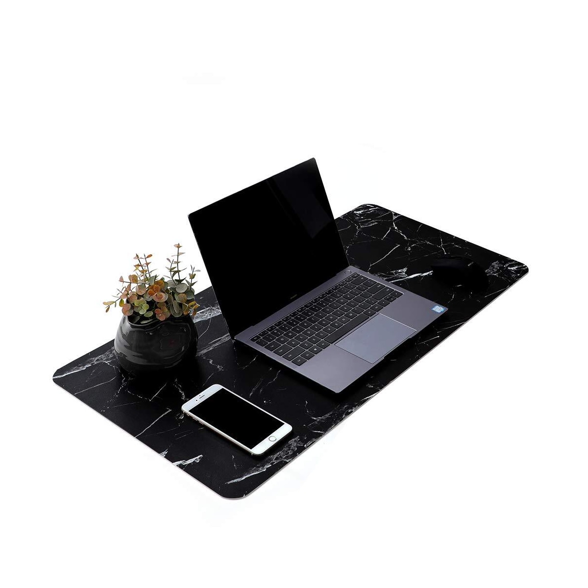 Skrivebordsbakgrunn 89x44 cm PU-skinn Sort / Marmor